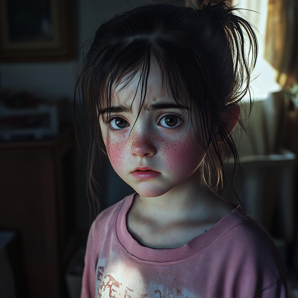 A little girl looking straight ahead | Source: no source