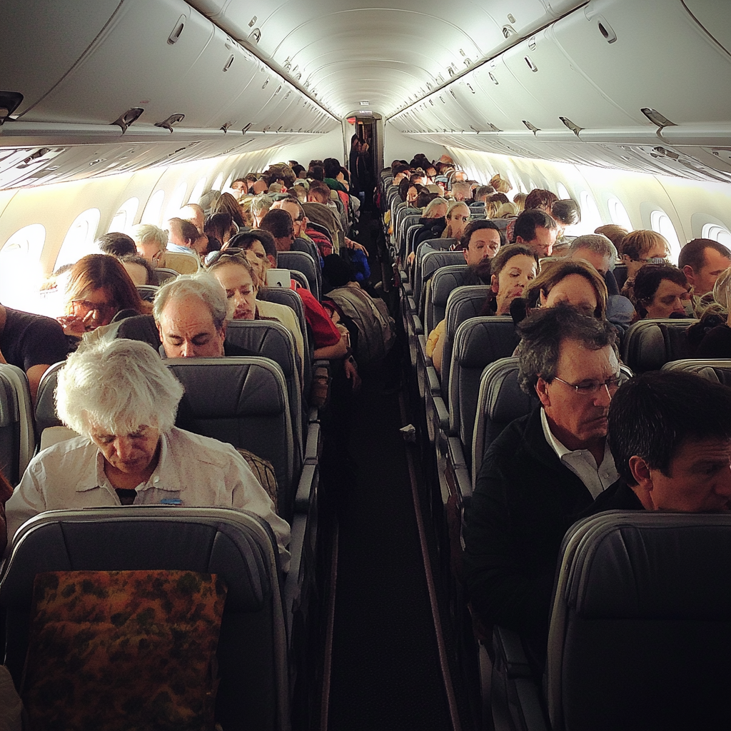 A flight full of annoyed people | Source: No source