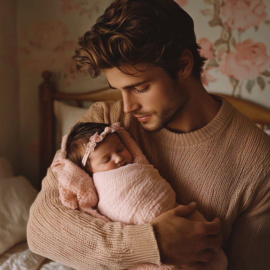 A man holding his daughter | Source: no source