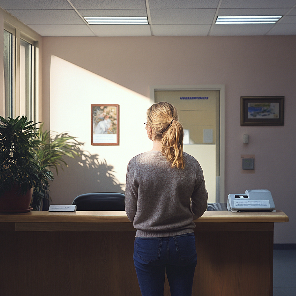 A woman standing at a desk in an orphanage | Source: No source