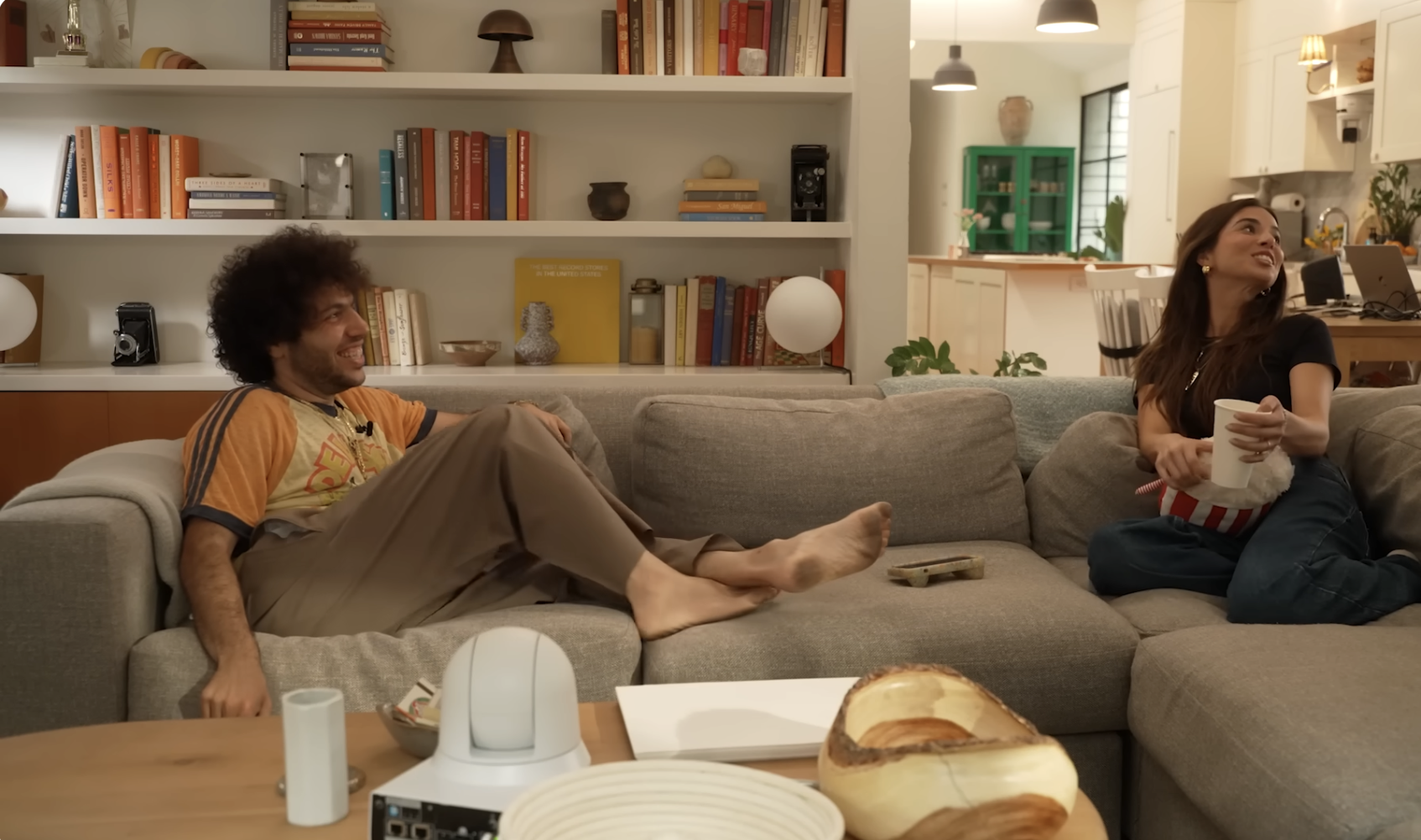 Benny Blanco is barefoot on the podcast. | Source: YouTube/FriendsKeepSecrets