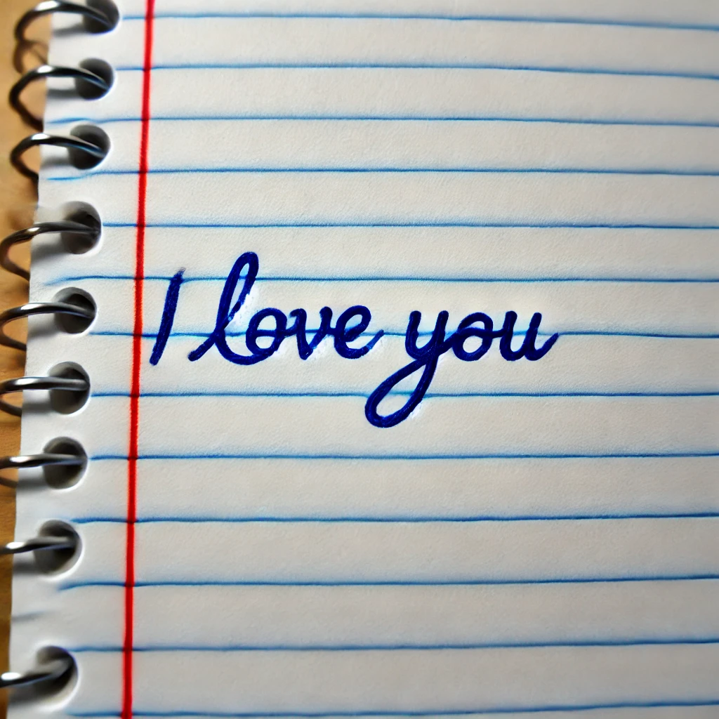"I love you" written on a page | Source: no source