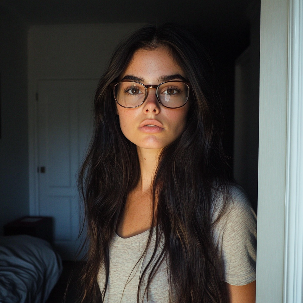 An upset young woman standing in a doorway | Source: No source