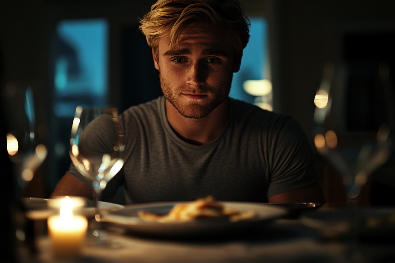 A man looking down at his plate | Source: No source