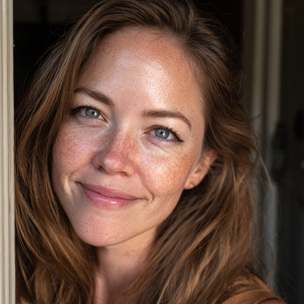 A smiling woman standing at her front door | Source: No source