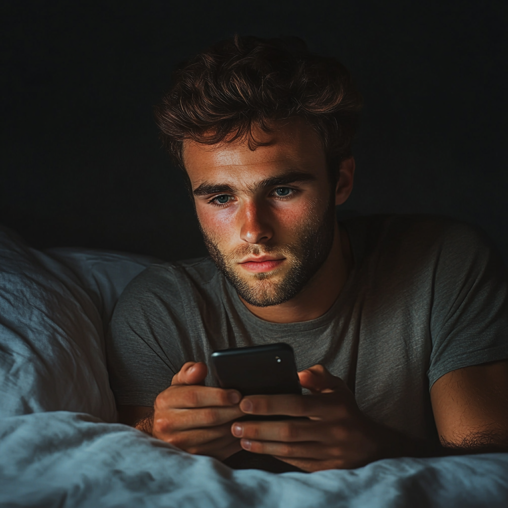 A man using a smartphone in his bedroom | Source: no source