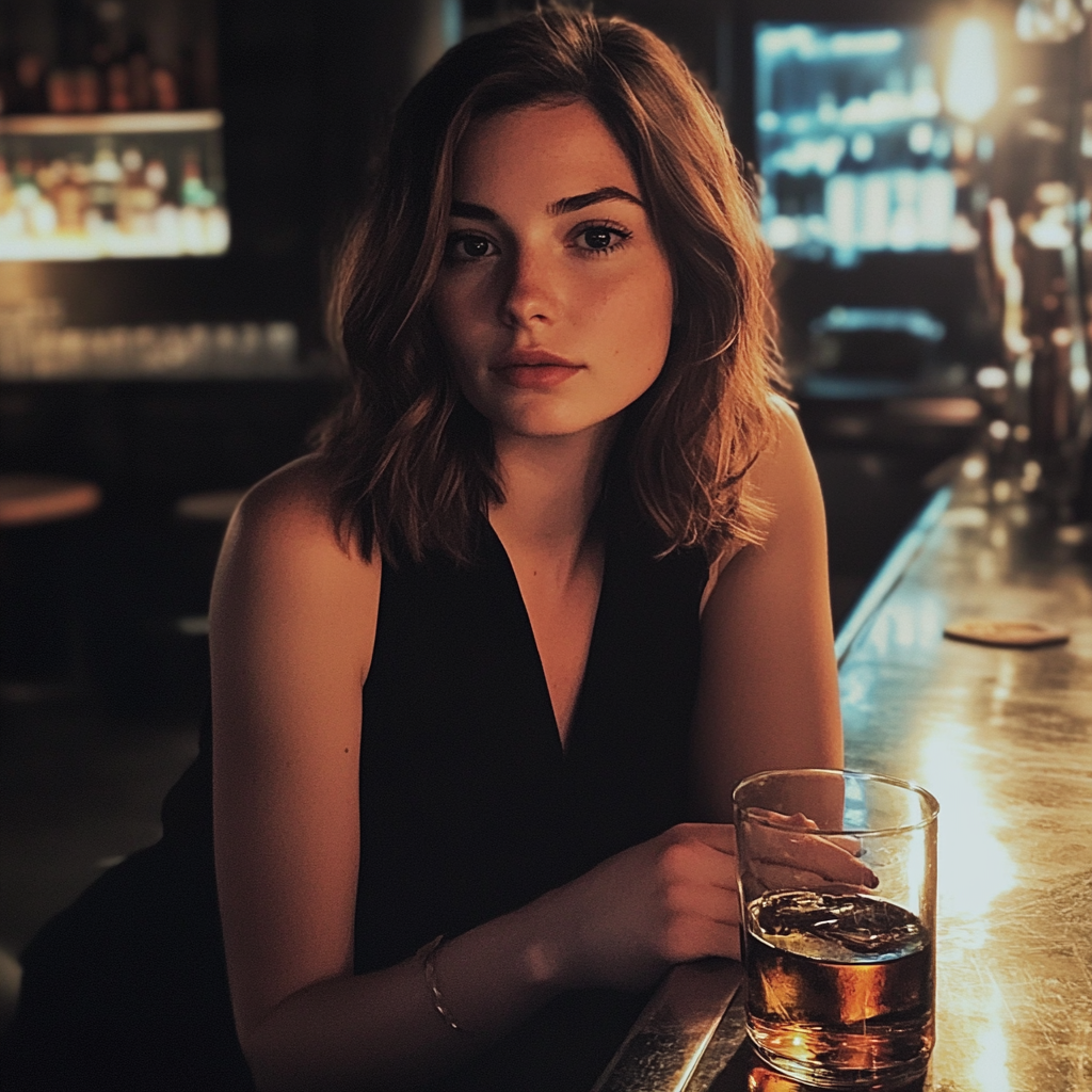A woman sitting in a bar | Source: No source