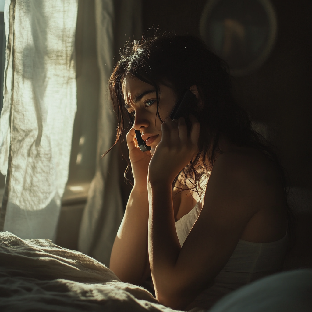 A heartbroken woman talking on her phone | Source: No source