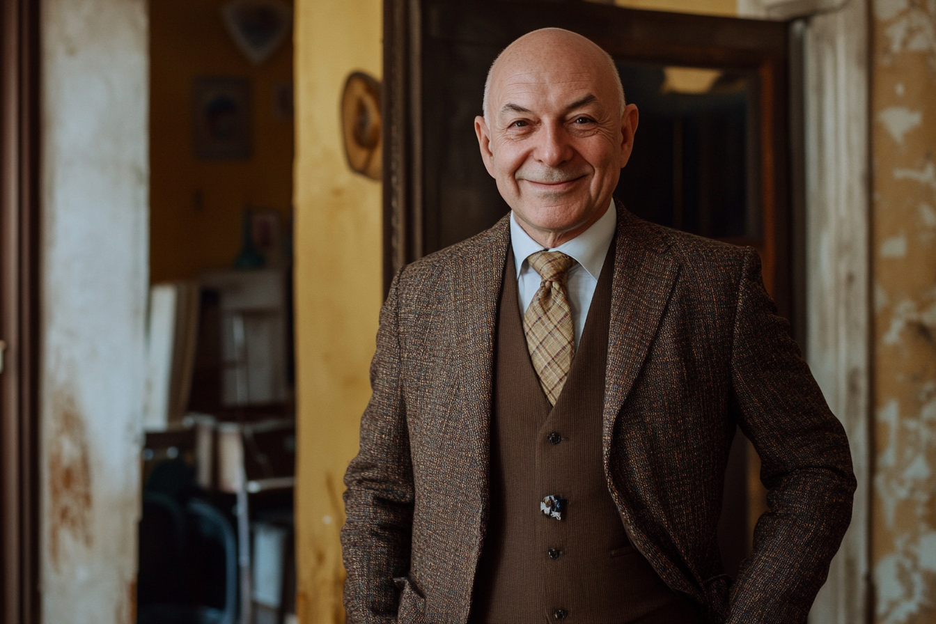 A well-dressed man in a shabby apartment | Source: no source