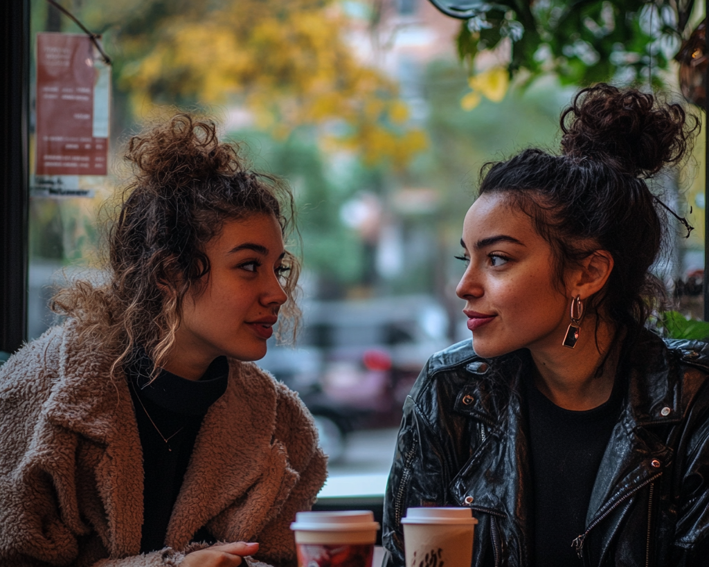 Women having a conversation at a coffee shop | Source: No source