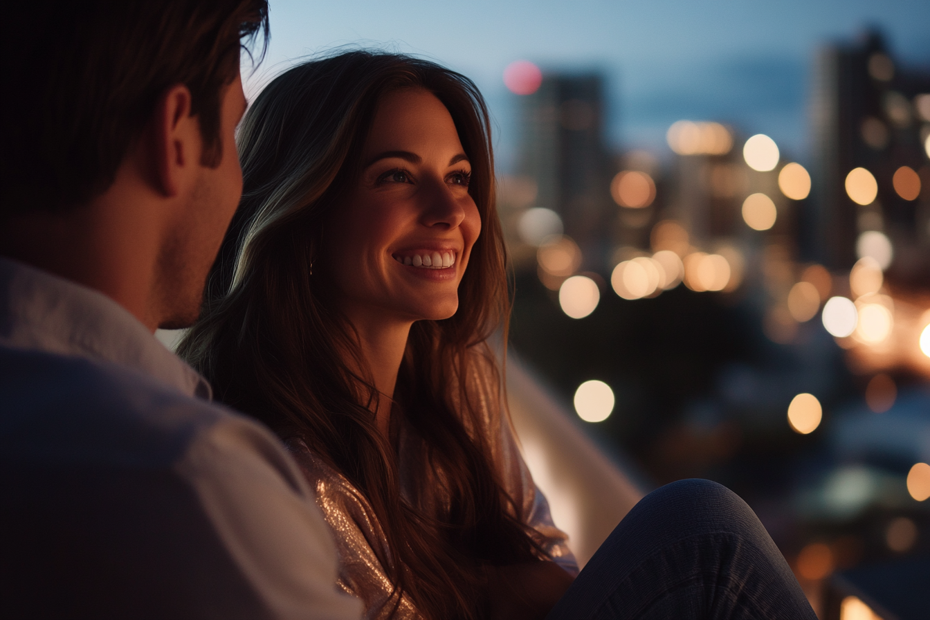 A happy couple on a balcony | Source: No source