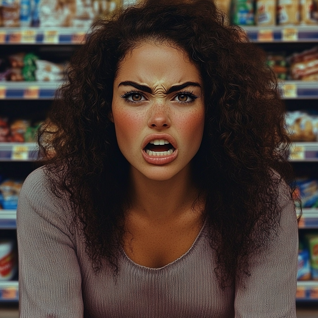 An angry woman at a grocery store | Source: No source