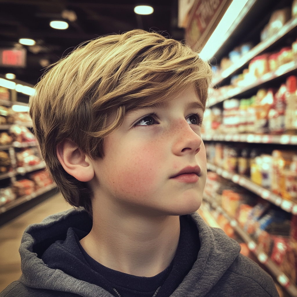 A boy in a grocery store | Source: no source