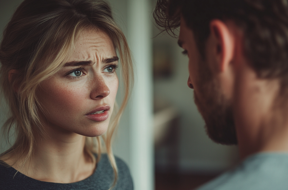 A woman looking at a man | Source: no source