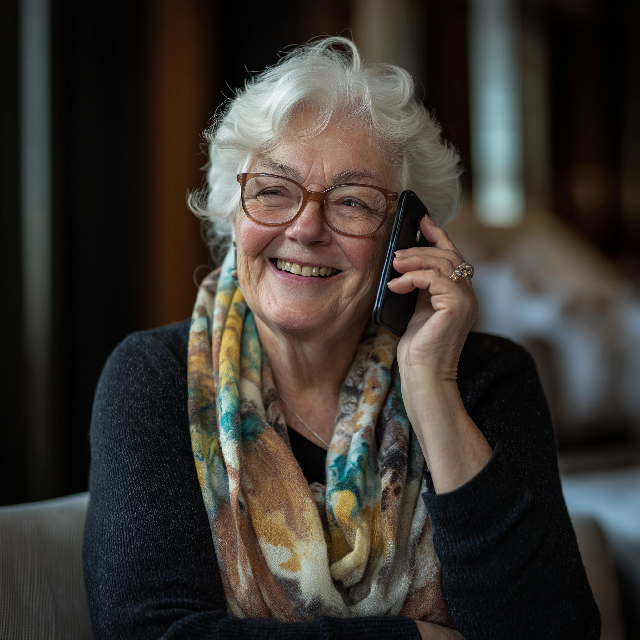 An elderly woman talking on her phone | Source: No source