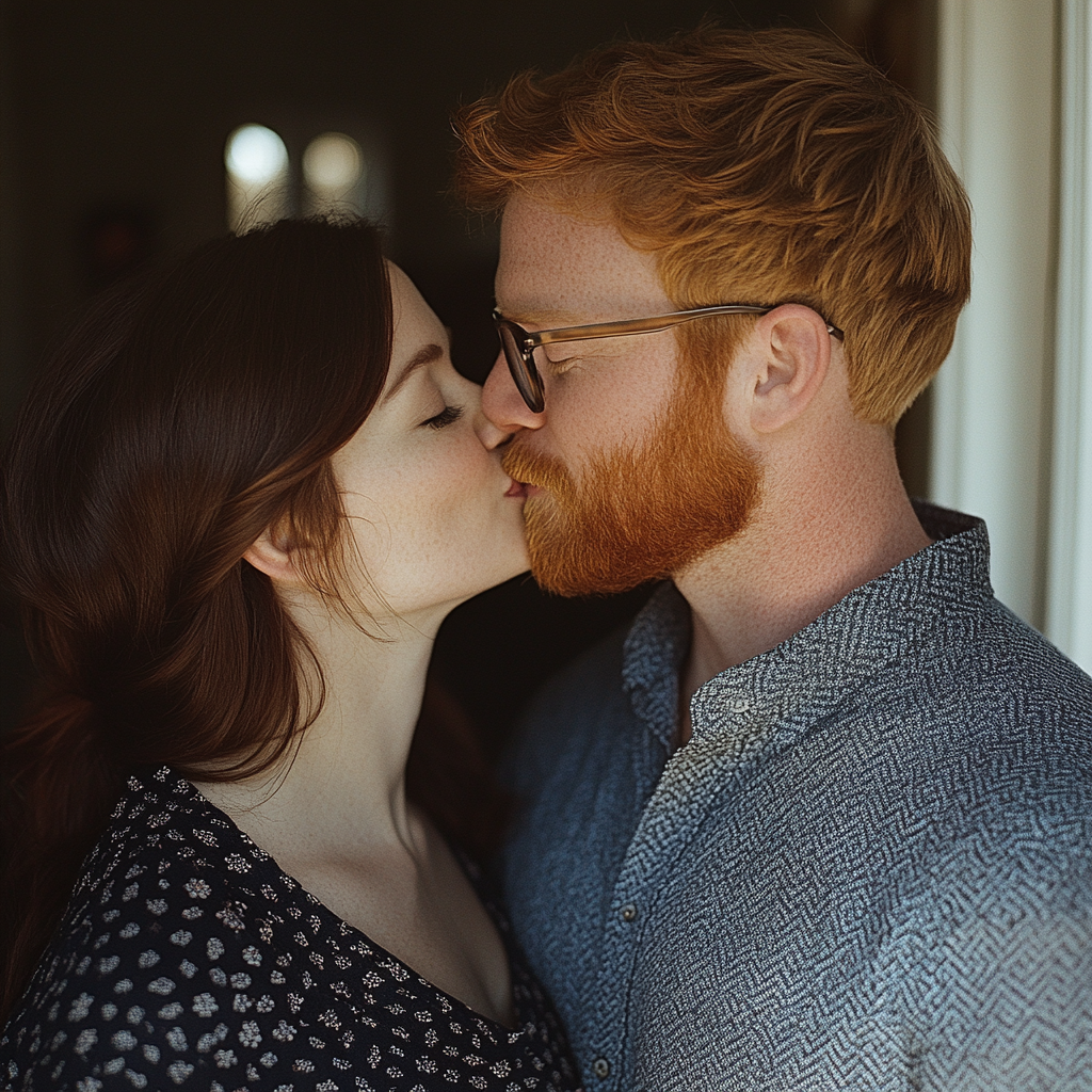 A husband kissing his wife | Source: No source
