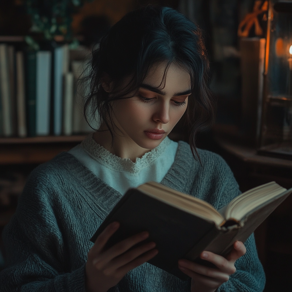 A woman reading an old diary | Source: no source