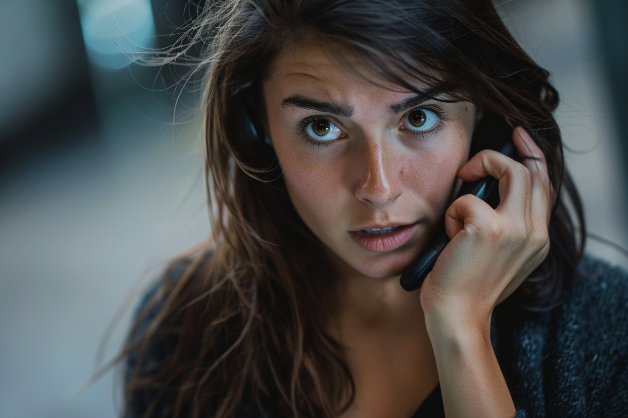 A shocked woman on a phone call | Source: No source