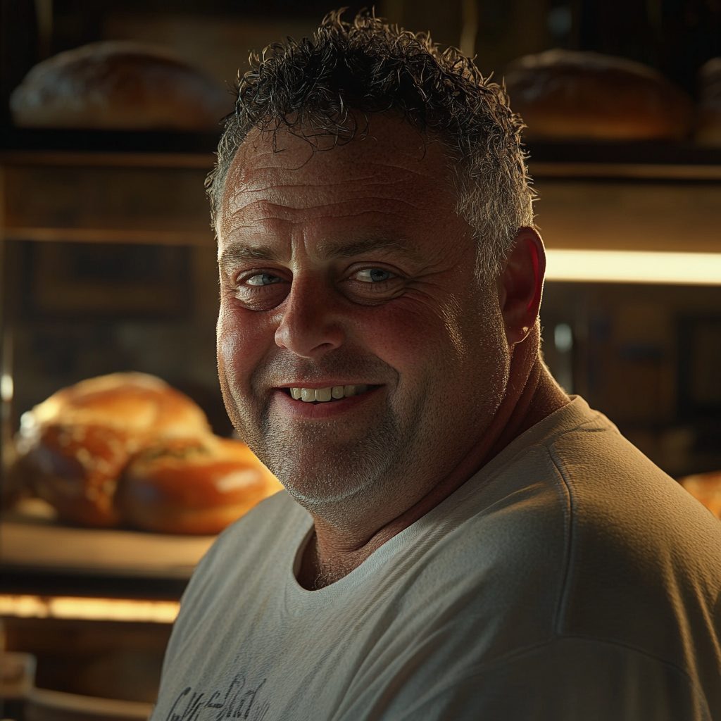A smiling older man in a bakery | Source: No source