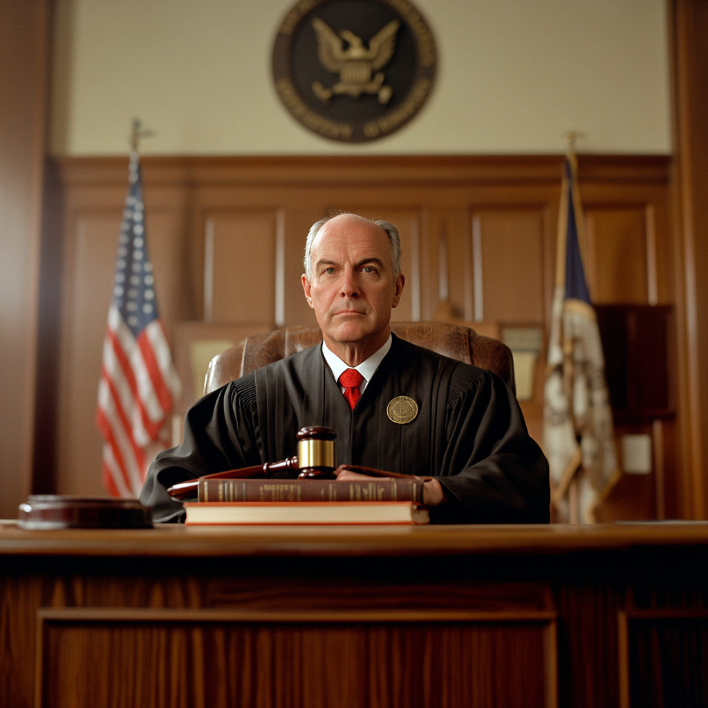 A judge sitting in a courtroom | Source: no source