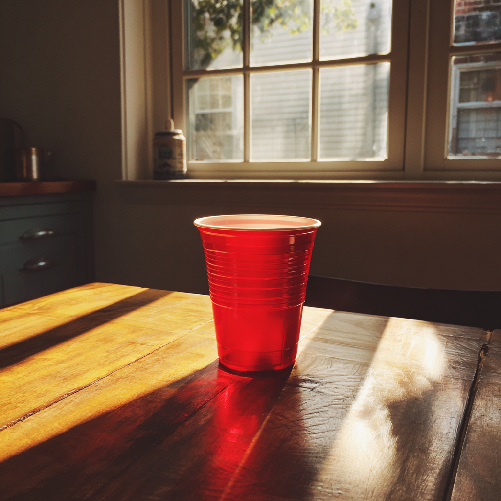A red solo cup on a table | Source: No source