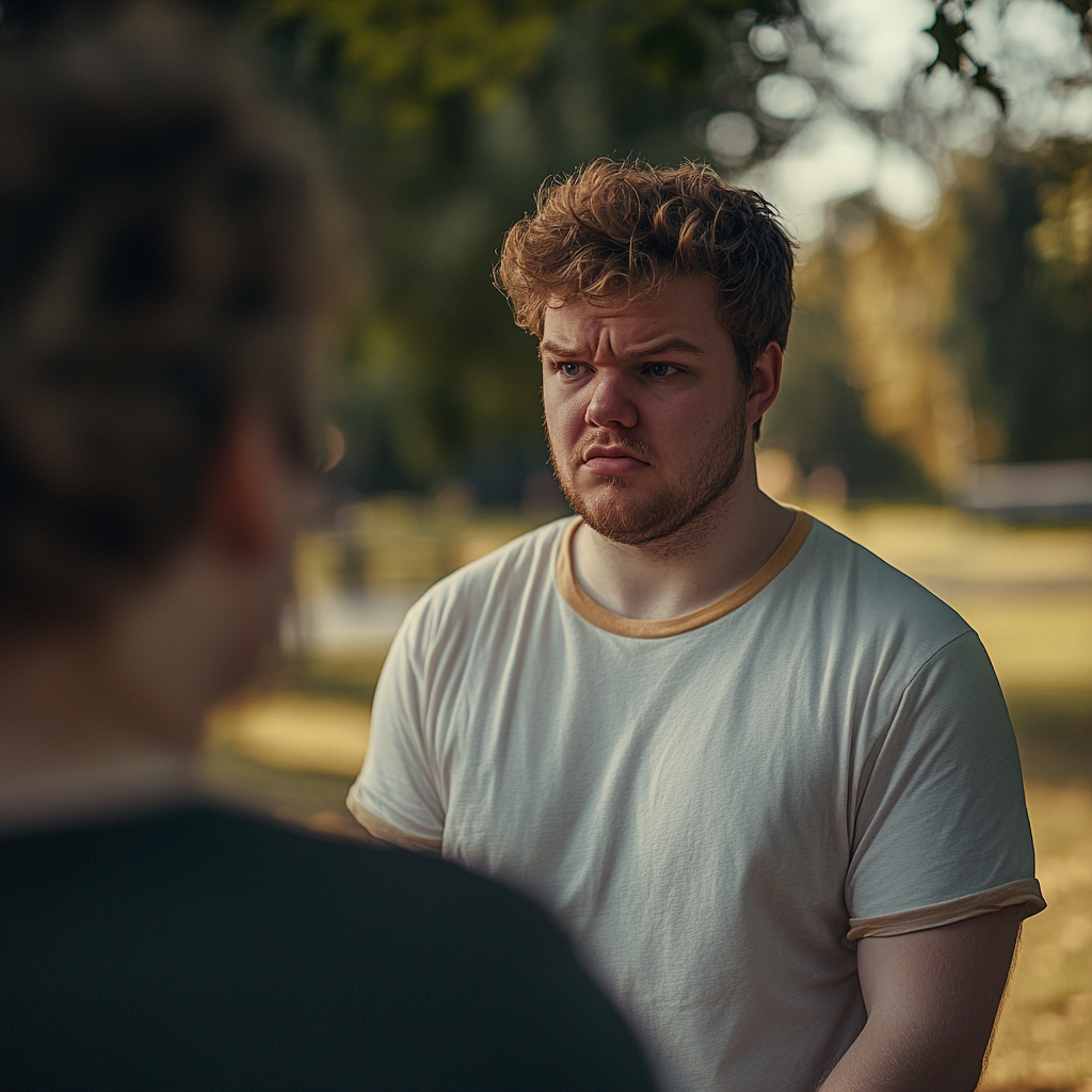 An emotional man standing in a park | Source: no source