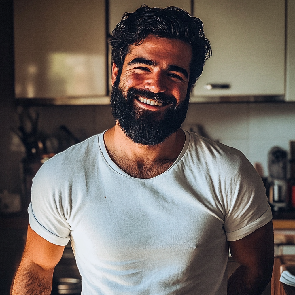 A man standing in a kitchen | Source: no source