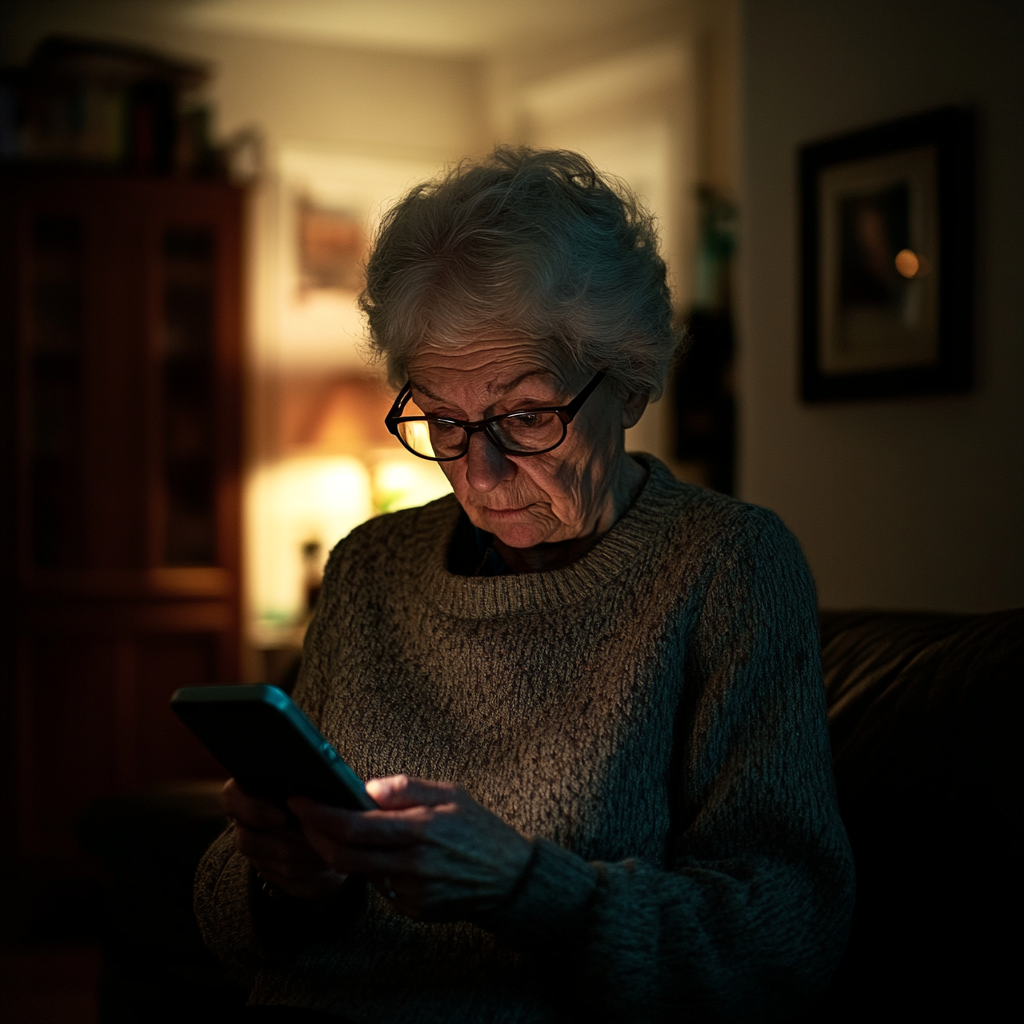 A woman looking at her phone | Source: no source