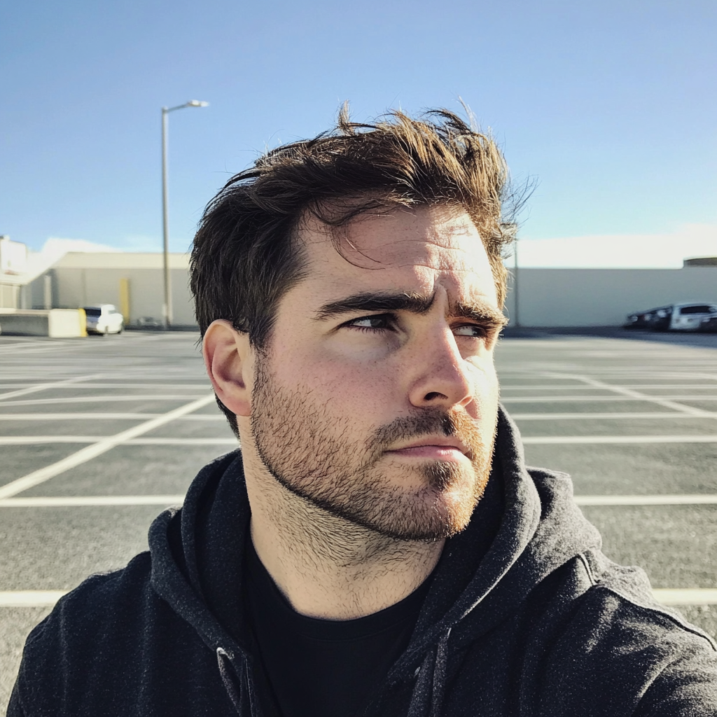 A man standing in a parking lot | Source: No source