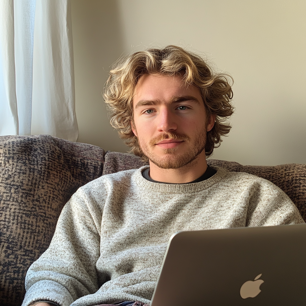 A man sitting on a couch with his laptop | Source: No source