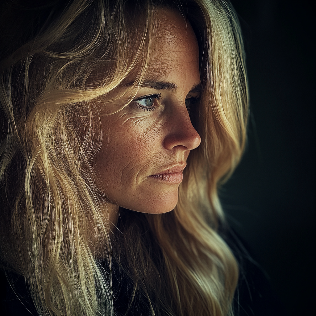 A side profile of a worried woman | Source: no source