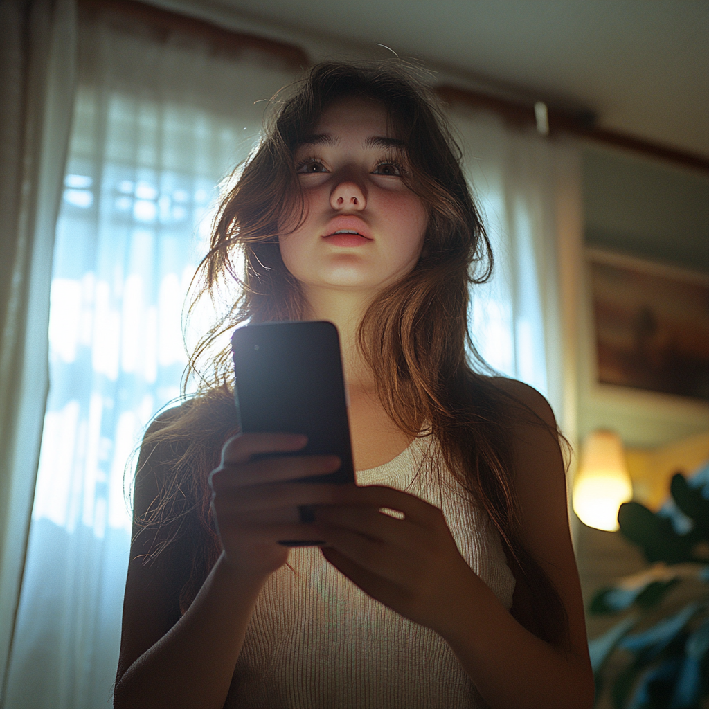 A girl recording with her phone | Source: No source
