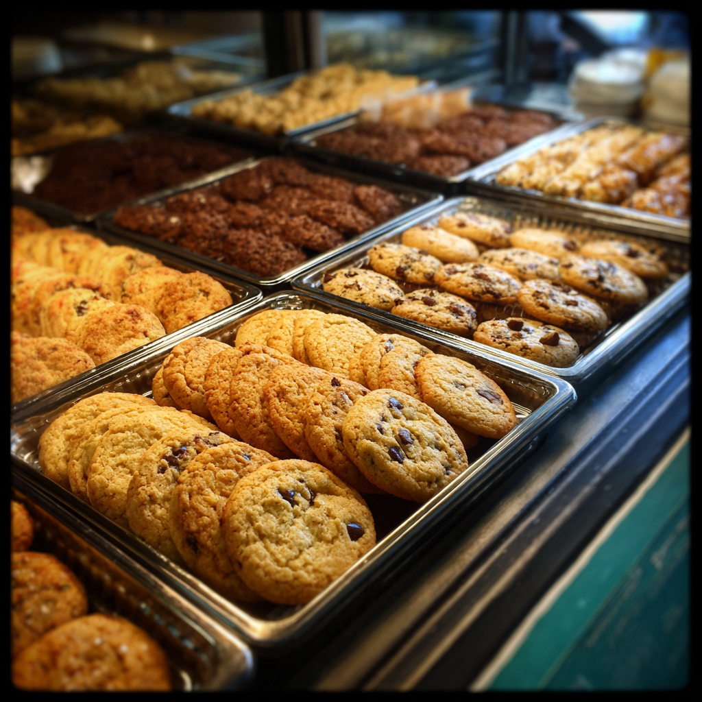 Trays of cookies in a display case | Source: no source
