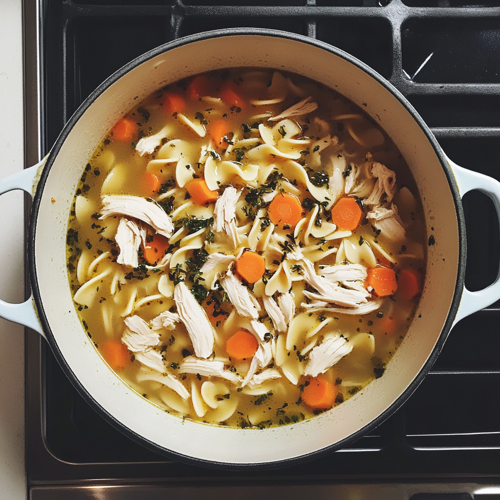 A pot of soup on a stove | Source: No source