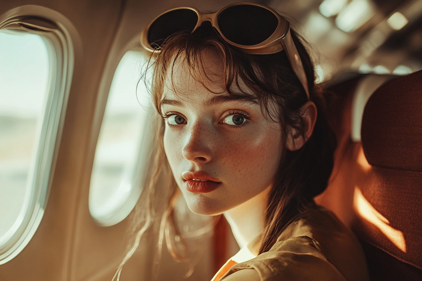 A woman in an airplane | Source: No source