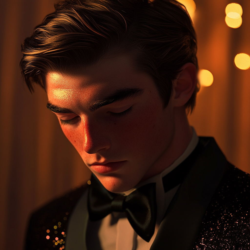 A sad young man with his eyes downcast | Source: no source