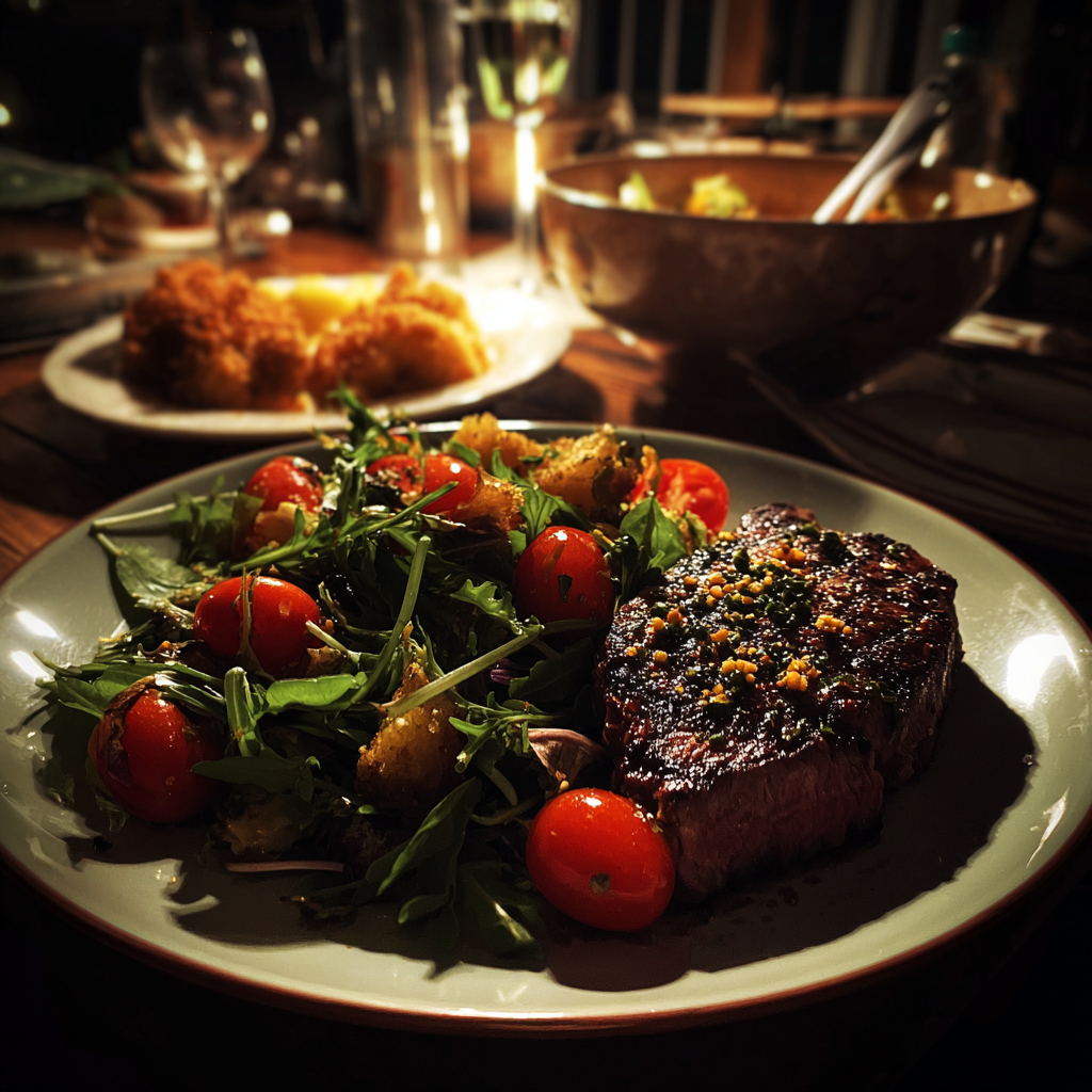 A plate of food on a table | Source: No source