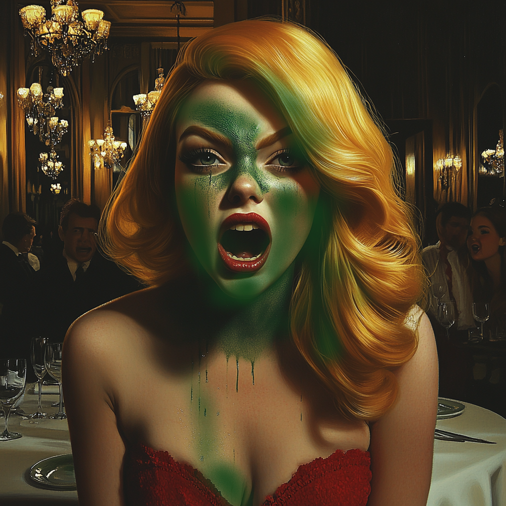 A startled woman shrieking | Source: no source