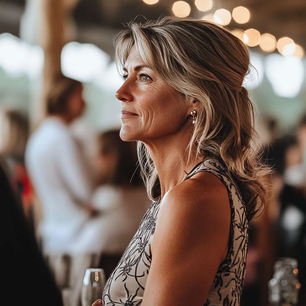 A skeptical woman at an event | Source: No source
