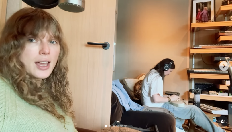 Taylor Swift and Max Martin working on "Opalite" on a post February 23, 2026 | Source: Instagram/taylorswift