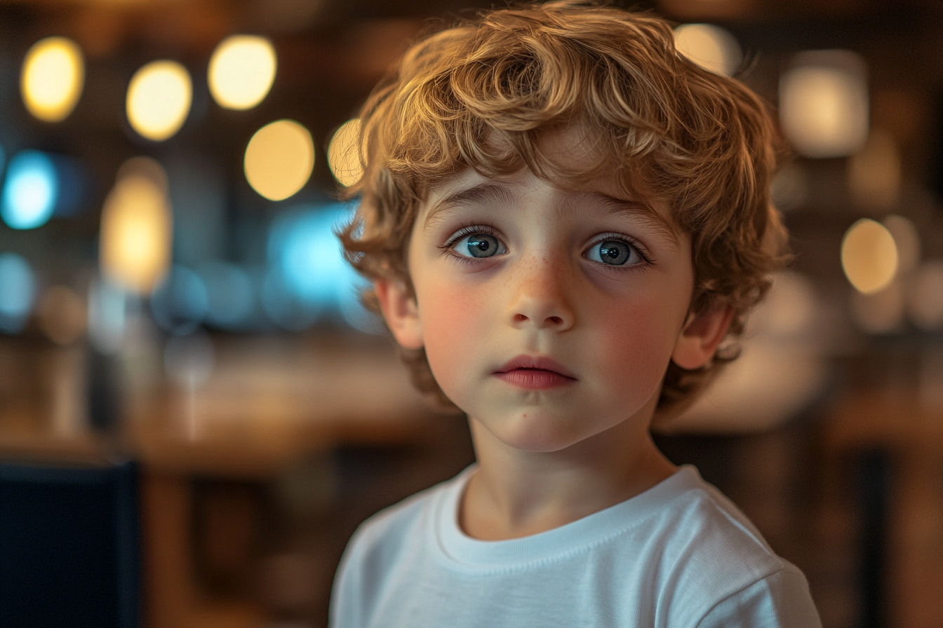 A little boy standing in a restaurant | Source: No source