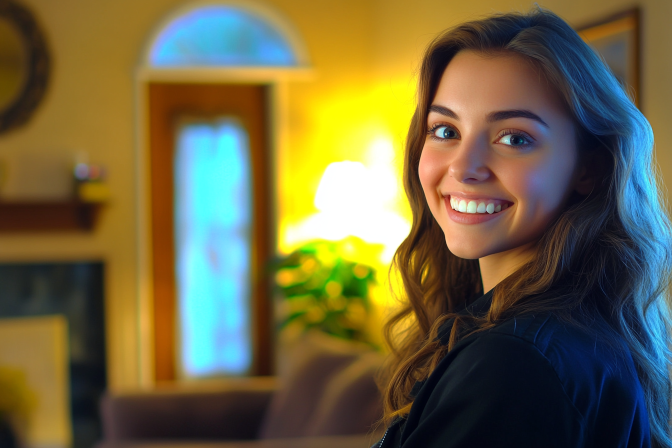 An optimistic woman in her home | Source: no source