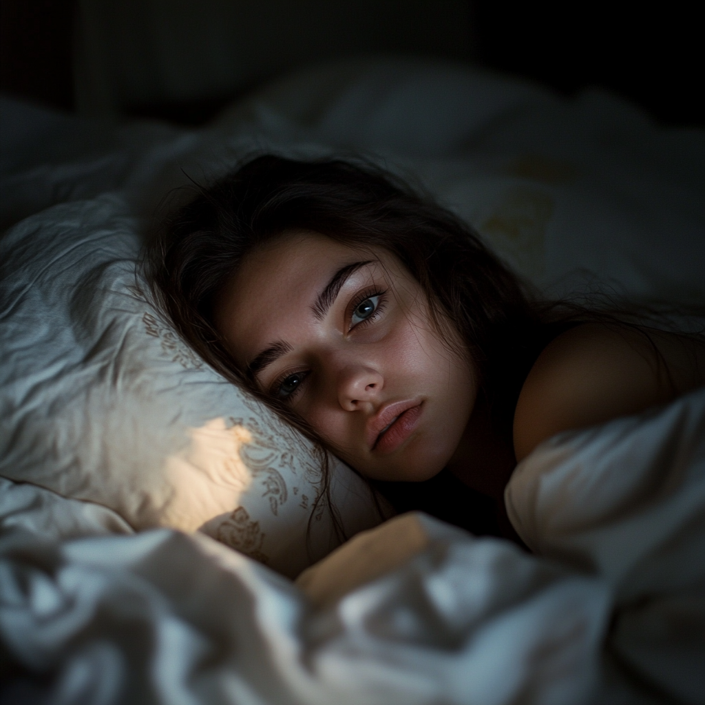 A sleepless woman in her bed | Source: No source
