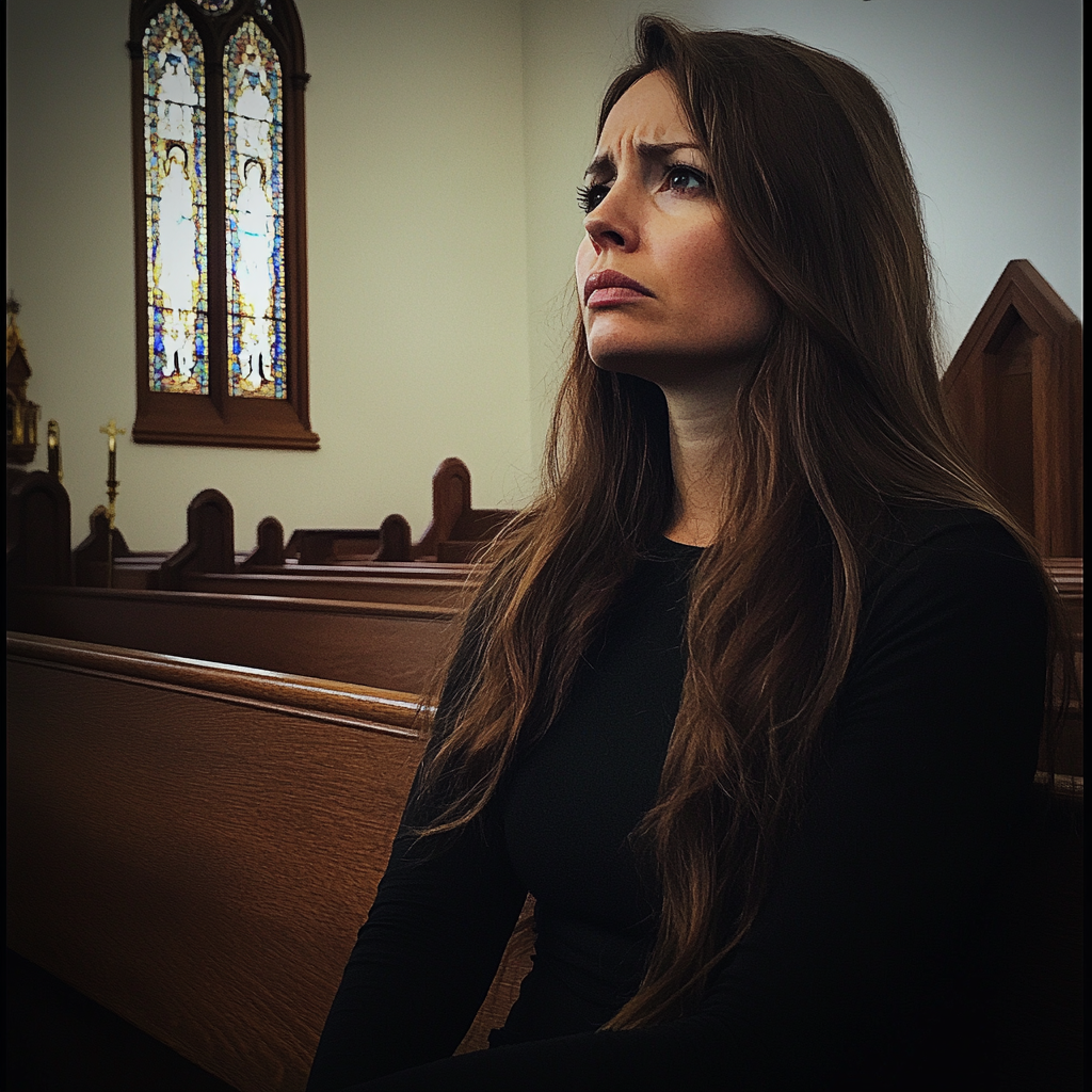 An upset woman in a church | Source: No source