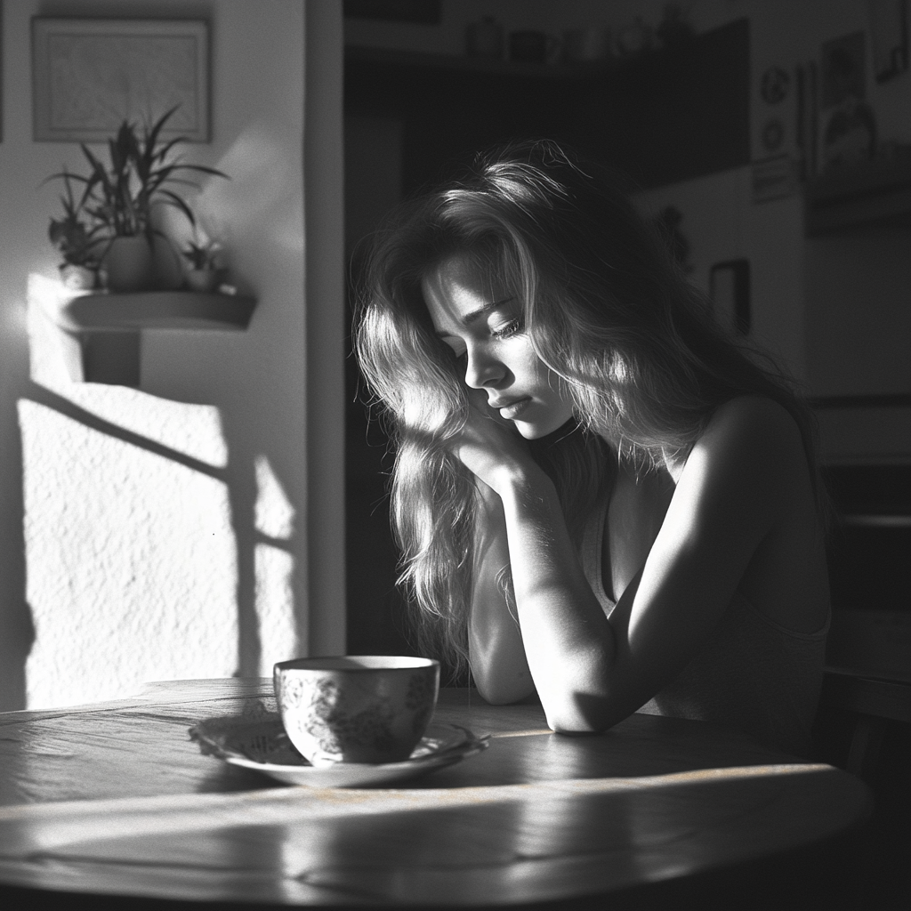 A sad woman in her living room | Source: No source