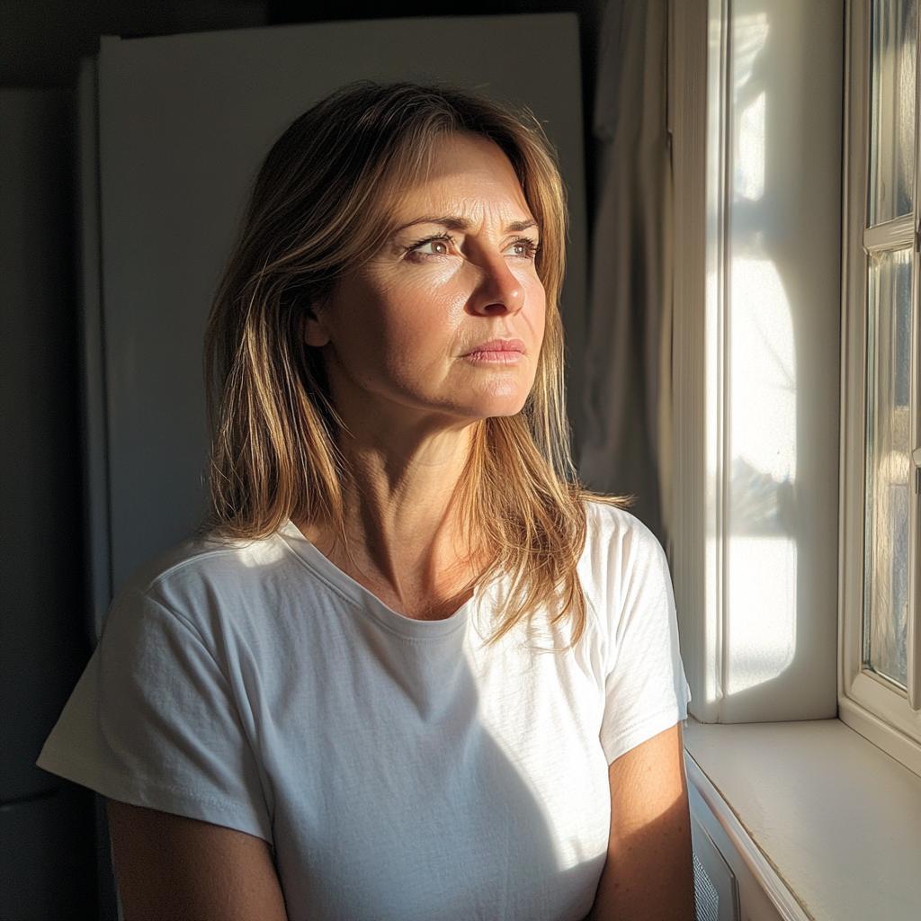 A woman looking out a window | Source: no source