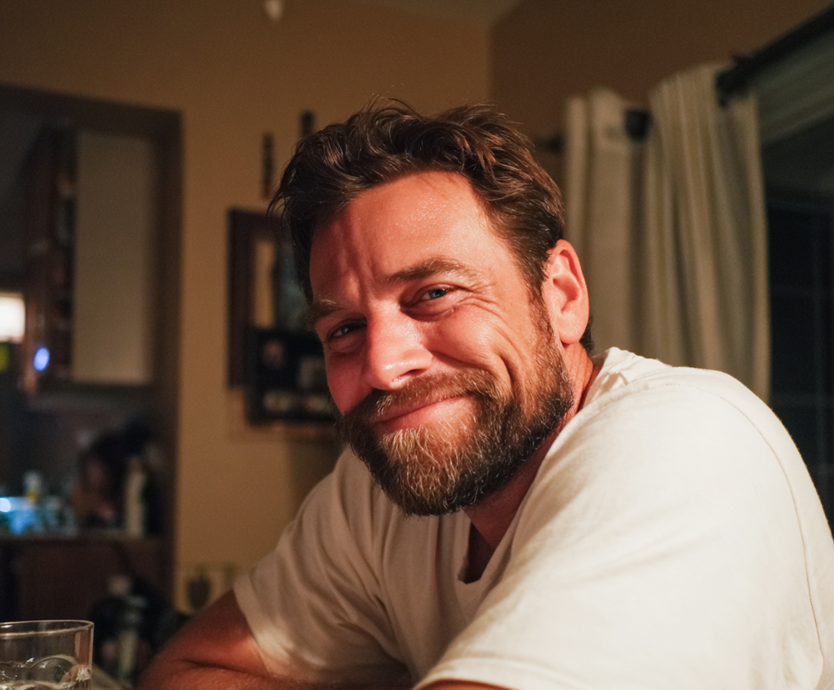 A smug man sitting at a table | Source: no source