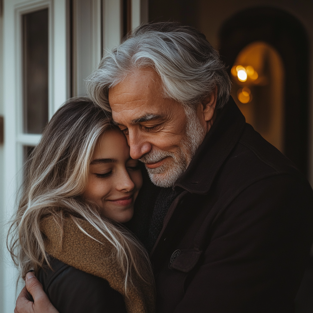 Senior man hugging his daughter | Source: No source