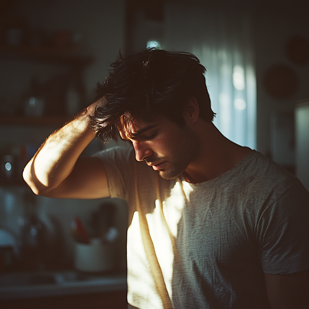 A man running his hand through his hair | Source: no source