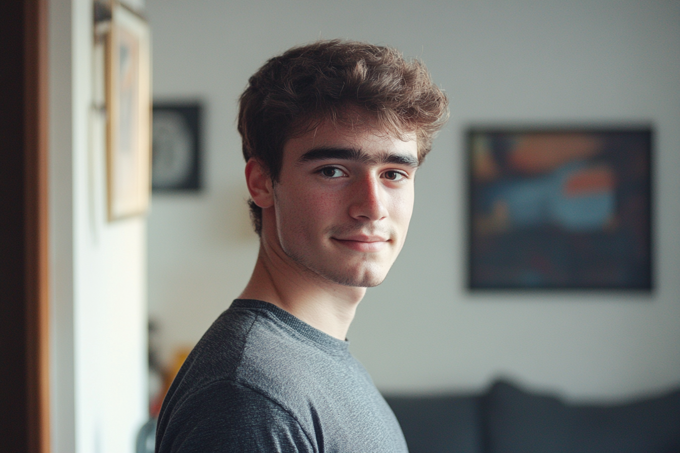 A young man standing in a living room | Source: No source